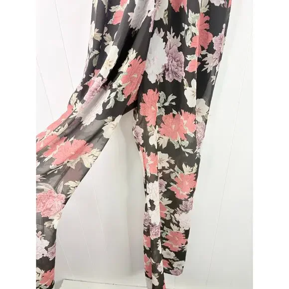 NWT We Are Kindred Field Bouquet Jumpsuit Size 4 Black Floral Wide Leg